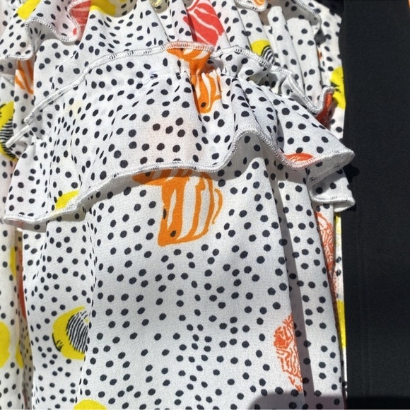 Zara Multicolor Polka Dot Blouse with Ruffles Tie Size M - Picture 5 of 10